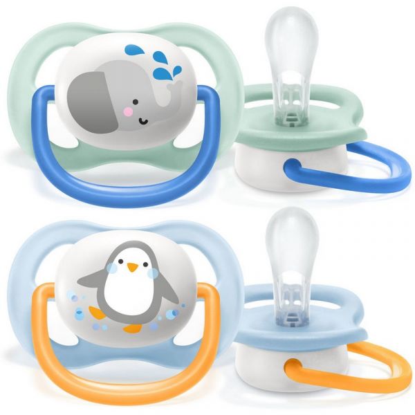 Пустышка Philips AVENT Ultra Air SCF080/05 голубой/зеленый от 0 до 6 месяцев 2 шт.